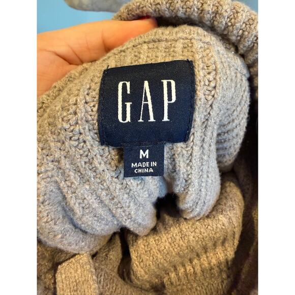 GAP Women’s Ribbed Knit Hoodie Sweater Beige Size M - Picture 3 of 4